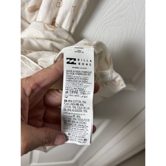 Billabong Linen White And Tan Dress Large - Picture 3 of 7